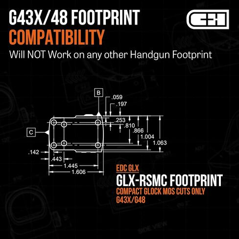 C+H EDC Micro Red Dot Sight لـ Glock 43X Red Dot Sights | 3 MOA مسدس تثبيت مباشر بصريات النقطة الحمراء لـ Glock 43X/48 MOS | ريد دوت اهتز مستيقظا مسدس البصرية in Kuwait