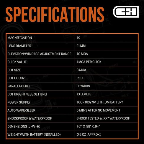 C+H EDC Micro Red Dot Sight لـ Glock 43X Red Dot Sights | 3 MOA مسدس تثبيت مباشر بصريات النقطة الحمراء لـ Glock 43X/48 MOS | ريد دوت اهتز مستيقظا مسدس البصرية in Kuwait