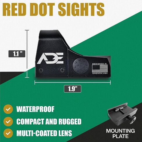 Ade Advanced Optics RD3-009-2 مشاهد النقطة الحمراء - تنبيه الحركة - مقاوم للماء والضباب - بصري للمسدس S/N: RD3-009-2 متوافق مع بصمة الطبيب/Vortex Venom/Buris Fastfire in Kuwait