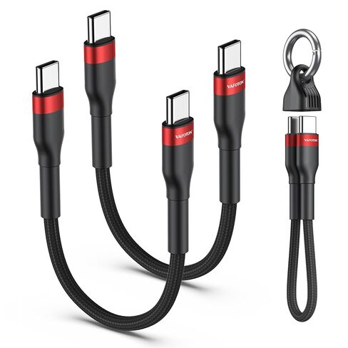 كابل USB C قصير PD 60 وات (عبوتان)، كابل USB C بطول 6 بوصة، كابل USB C مجدول من النايلون من النوع C إلى النوع C/كابلات شحن سريعة لسلسلة 1Phone17/16/15، 1Pad Pro/Air، سلسلة Samsung Galaxy، Google Pixel in Kuwait