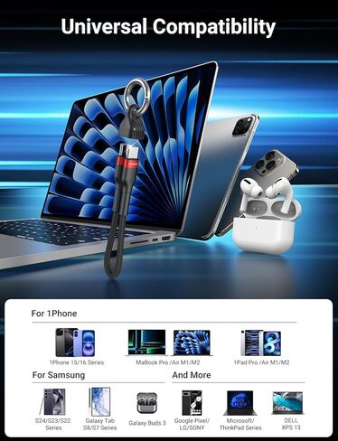 كابل USB C قصير PD 60 وات (عبوتان)، كابل USB C بطول 6 بوصة، كابل USB C مجدول من النايلون من النوع C إلى النوع C/كابلات شحن سريعة لسلسلة 1Phone17/16/15، 1Pad Pro/Air، سلسلة Samsung Galaxy، Google Pixel in Kuwait