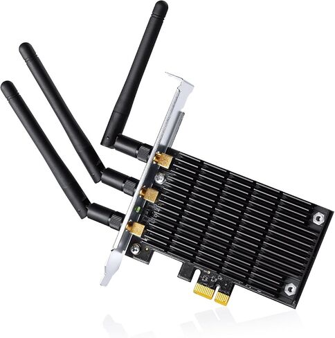 محول TP-LINK Archer T8E AC1750 ثنائي النطاق PCI Express اللاسلكي، 2.4 جيجا هرتز 450 ميجا بت في الثانية + 5 جيجا هرتز 1300 ميجا بت في الثانية، 3T3R MIMO، يتضمن دعامة منخفضة المستوى، يدعم Windows XP/7/8/8.1/10 in Saudi Arabia