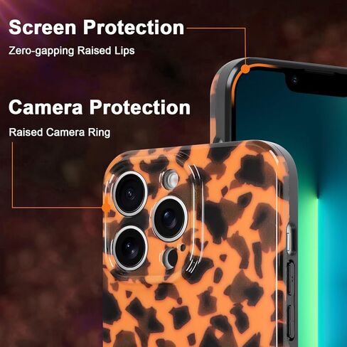 حافظة لهاتف iPhone 17 Pro Max (6.9 بوصة)، تصميم كهرماني أنيق بتصميم سلحفاة الفهد وغطاء بني شفاف مقاوم للصدمات مع طباعة سلحفاة عميقة in Saudi Arabia