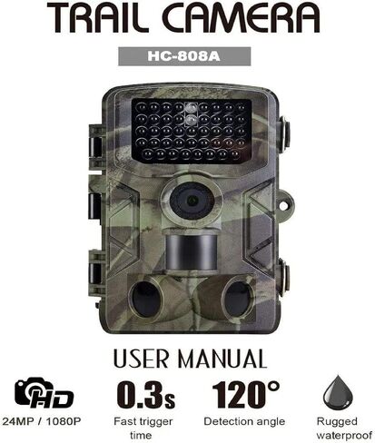 كاميرا HC-808A Trail 1080P/24MP مع رؤية ليلية، زاوية واسعة 120 درجة، مقاومة للماء تعمل بالحركة، كاميرا صيد لمراقبة الحياة البرية in Saudi Arabia