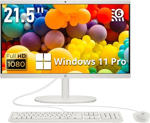 HP 21.5" FHD All-in-One Desktop, Intel Celeron J4025, 16GB RAM, 512GB SSD, WiFi 6, Wired Keyboard, Wired Mouse, Windows 11 Pro, Cashmere White (Renewed) in Saudi Arabia