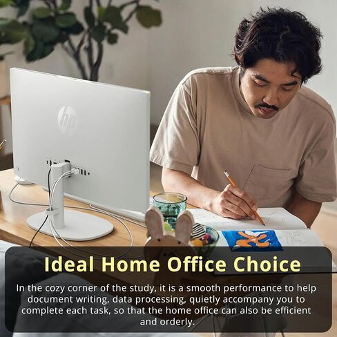 HP 21.5" FHD All-in-One Desktop, Intel Celeron J4025, 16GB RAM, 512GB SSD, WiFi 6, Wired Keyboard, Wired Mouse, Windows 11 Pro, Cashmere White (Renewed) in Saudi Arabia