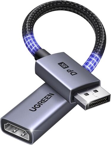 UGREEN 8K@60Hz Display Port to HDMI Adapter, Unidirectional DP 1.4 PC to HDMI 2.1 Screen Male to Female Cable, 4K@240Hz/2K@240Hz with VRR for Desktop, Projector Compatible with AMD, NVIDIA, 0.66FT in Saudi Arabia