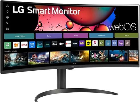شاشة LG 34 بوصة منحنية فائقة العرض WQHD (3440x1440) ذكية مع HDR10 99% sRGB، 100 هرتز، جهاز تحكم عن بعد سحري، AirPlay 2 وحامل قابل للتعديل، webOS in Saudi Arabia