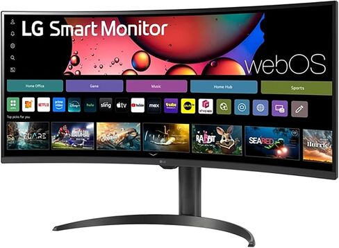 شاشة LG 34 بوصة منحنية فائقة العرض WQHD (3440x1440) ذكية مع HDR10 99% sRGB، 100 هرتز، جهاز تحكم عن بعد سحري، AirPlay 2 وحامل قابل للتعديل، webOS in Saudi Arabia