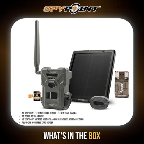 SPYPOINT Flex-M Trail Camera and SPLB 10 Solar Panel Bundle with 32GB Memory Card and Card Reader (5 Items) in Saudi Arabia