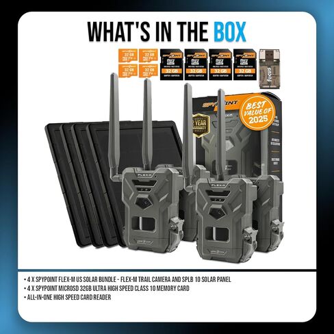 SPYPOINT Flex-M Trail Camera and SPLB 10 Solar Panel Bundle with 32GB Memory Card and Card Reader (5 Items) in Saudi Arabia