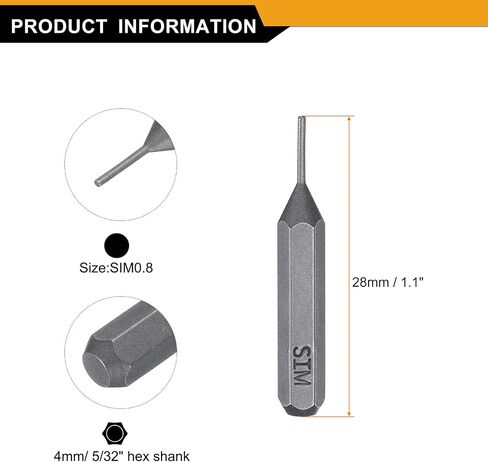 HARFINGTON 10pcs SIM0.8 Card Removal Screwdriver Bit 5/32" Hex Shank 28mm Length Magnetic Cylindrical Head S2 Steel SIM Card Tray Removal Driver Bits for Repair of Mobile Phones Tablets in Saudi Arabia