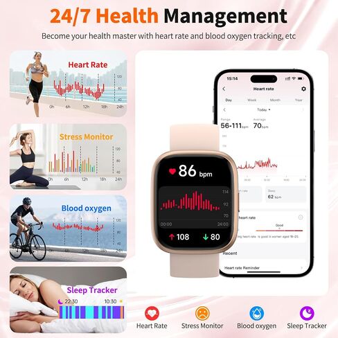 2025 Upgraded Smart Watch Alexa Built-in【1.83" HD Touchscreen】【BT5.3 Call, 100+ Sports Modes & IP68 Waterproof】 Fitness Tracker 24/7 Heart & Sleep Monitor for Android iOS Men Women in Saudi Arabia