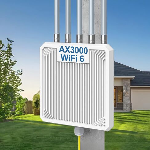 AX3000 WiFi 6 موسع خارجي طويل المدى، IP67 معزز إشارة نقطة وصول لاسلكية مقاومة للماء، VunLink 5G+2.4G مكرر واي فاي ثنائي النطاق، هوائيات 5 × 8dBi، وضع شبكي، لـ Starlink، Yard، Farm، RV. in Kuwait