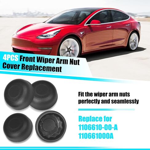 Jaronx Compatible with Tesla Wiper Arm Nut Cover Model 3/Y 2017-2023, 2PCS Front Windshield Wiper Arm Nut Cover Cap Replacement Left and Right for Tesla Model 3/Y Accessories 1106610-00-A in Saudi Arabia