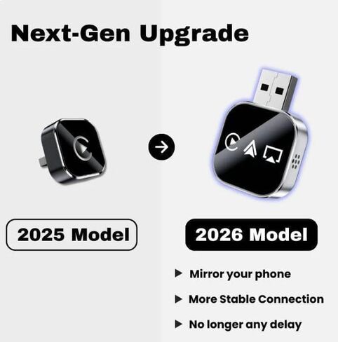 2026 Upgrade 3 in 1 Wireless CarPlay Adapter - Wired to Wireless Screen Mirror & Audio Link for iOS/Android, 2.4/5GHz WiFi & Bluetooth 5.0, Fast Stable Connection, Mini Design, Plug and Play in Saudi Arabia