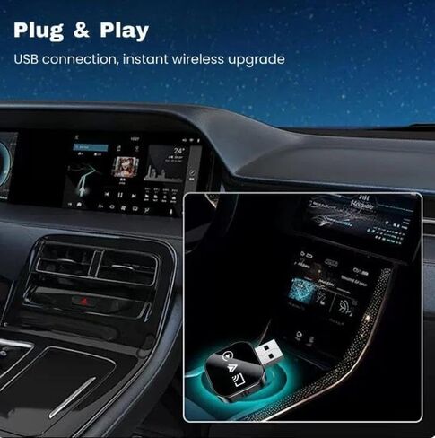 2026 Upgrade 3 in 1 Wireless CarPlay Adapter - Wired to Wireless Screen Mirror & Audio Link for iOS/Android, 2.4/5GHz WiFi & Bluetooth 5.0, Fast Stable Connection, Mini Design, Plug and Play in Saudi Arabia