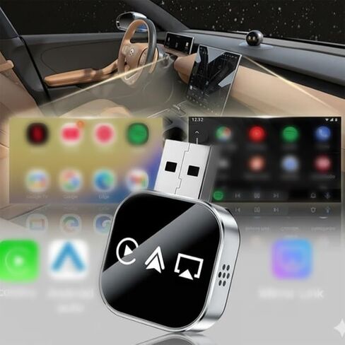2026 Upgrade 3 in 1 Wireless CarPlay Adapter - Wired to Wireless Screen Mirror & Audio Link for iOS/Android, 2.4/5GHz WiFi & Bluetooth 5.0, Fast Stable Connection, Mini Design, Plug and Play in Saudi Arabia
