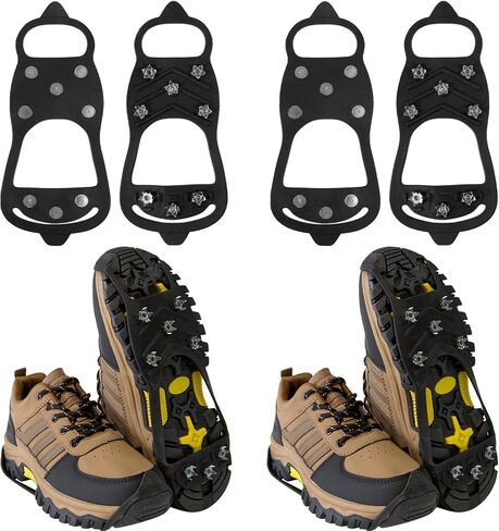 2 Pairs Ice Cleats for Shoes,8 Steel Studs Crampon Ice & Snow Grippers Cleats Walking on Snow Ice Winter Walking Boots Cleats for Men Women in Saudi Arabia