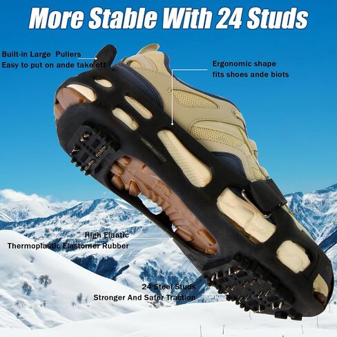 Traction Ice Cleat Spikes Non-Slip Over Shoe Rubber Spikes Crampons Anti Slip Anti Slip Crampons Slip-on Stretch Footwear in Saudi Arabia