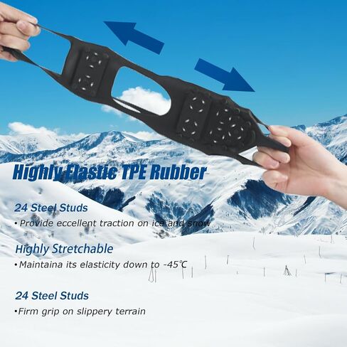 Traction Ice Cleat Spikes Non-Slip Over Shoe Rubber Spikes Crampons Anti Slip Anti Slip Crampons Slip-on Stretch Footwear in Saudi Arabia