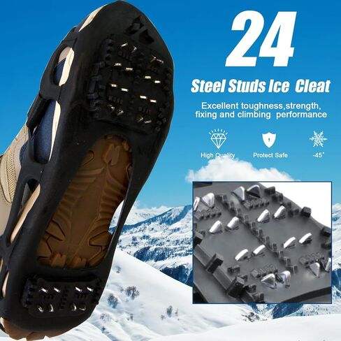 Traction Ice Cleat Spikes Non-Slip Over Shoe Rubber Spikes Crampons Anti Slip Anti Slip Crampons Slip-on Stretch Footwear in Saudi Arabia