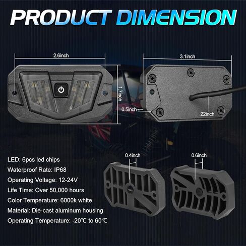 UTV قبة ضوء مع التبديل، Niwaker 12V العالمي LED أضواء الداخلية الفيضانات لفة قفص فائدة ضوء لفة شريط جبل أضواء LED لUTV ATV قبالة الطريق شاحنة بولاريس RZR يمكن صباحا - أبيض / أحمر in Kuwait