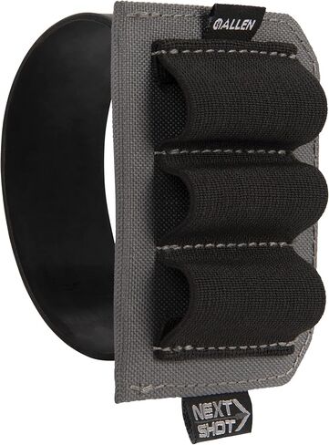 Allen Next Shot Shotgun Shell Carrier - 3 Shell Buttstock Holder for 12, 16, 20 Gauge, Silicone Band, Black/Gray in Saudi Arabia