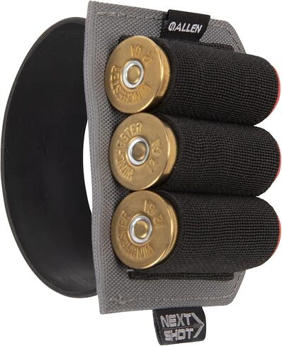 Allen Next Shot Shotgun Shell Carrier - 3 Shell Buttstock Holder for 12, 16, 20 Gauge, Silicone Band, Black/Gray in Saudi Arabia