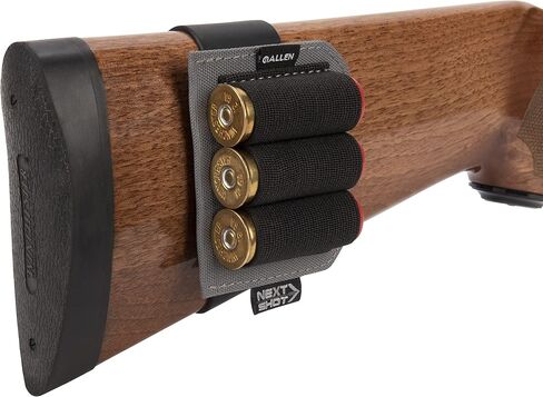 Allen Next Shot Shotgun Shell Carrier - 3 Shell Buttstock Holder for 12, 16, 20 Gauge, Silicone Band, Black/Gray in Saudi Arabia