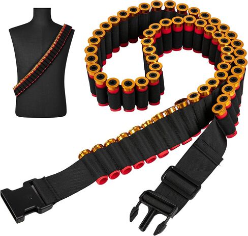 60 Rounds Tactical 12 or 20 Gauge Shotgun Bandoliers, Adjustable Shotshell Shoulder Carrier Belt, Additional 8 Rounds Buttstock Shell Holder for Hunting in Saudi Arabia