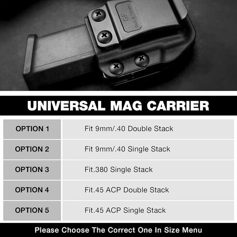 Universal Magazine Holster for Glock, Sig Sauer, M&P, Springfield, 1911, Taurus – IWB/OWB Mag Carrier Fit 9mm/.40/.45ACP/.380 | Double & Single Stack Mags | Adjustable Cant & Retention in Saudi Arabia