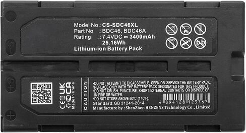 3400mAh Battery for Sokkia BDC46, BDC-46A, BDC46B, BDC-46B, BDC-46C, SDL30, 40200040, 7380-46 in Saudi Arabia