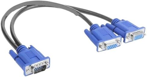 1 ذكر VGA إلى 2 أنثى VGA كابل مقسم 2 طريقة مراقبة فيديو مزدوج جرافيك LCD Y كابل مقسم (1 قطعة) in Kuwait