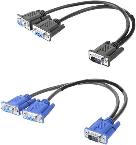 1 ذكر VGA إلى 2 أنثى VGA كابل مقسم 2 طريقة مراقبة فيديو مزدوج جرافيك LCD Y كابل مقسم (1 قطعة) in Kuwait