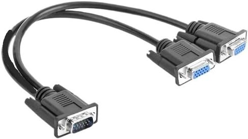 1 ذكر VGA إلى 2 أنثى VGA كابل مقسم 2 طريقة مراقبة فيديو مزدوج جرافيك LCD Y كابل مقسم (1 قطعة) in Kuwait