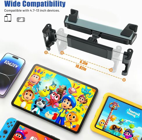 Car Tablet Headrest Holder - Car Back Seat Headrest Mount Stand for Kids for iPad Pro Air Mini Galaxy Fire 4.7-12.9" Devices (Fixed Tablet Stand) in Saudi Arabia