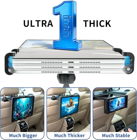 Car Tablet Headrest Holder - Car Back Seat Headrest Mount Stand for Kids for iPad Pro Air Mini Galaxy Fire 4.7-12.9" Devices (Fixed Tablet Stand) in Saudi Arabia