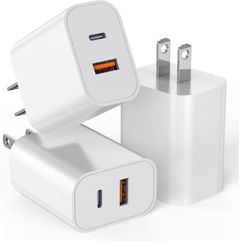 USB C Charger Block,3Pack 20W Dual Port USB C Wall Charger Plug Fast Charging Adapter USB A Quick Charging Brick Plug for iPhone Air/17 Pro Max/16E/16 ProMax/16Plus/15/14/13/12/11/XS,iPad Pro,AirPods in Saudi Arabia