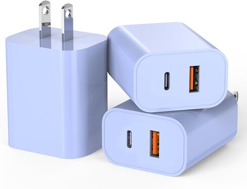 USB C Charger Block,3Pack 20W Dual Port USB C Wall Charger Plug Fast Charging Adapter USB A Quick Charging Brick Plug for iPhone Air/17 Pro Max/16E/16 ProMax/16Plus/15/14/13/12/11/XS,iPad Pro,AirPods in Saudi Arabia