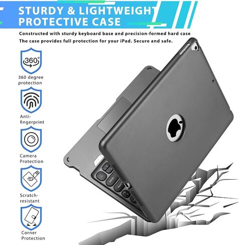 حافظة لوحة مفاتيح بلوتوث لاسلكية مع ماوس لوحة اللمس لجهاز iPad 9th 8th 7th Gen 10.2 بوصة، iPad Air 3rd 10.5 بوصة، iPad Pro 10.5 بوصة، حافظة لوحة مفاتيح لاسلكية ذكية 360 درجة غطاء حماية كامل (ذهبي وردي) in Kuwait