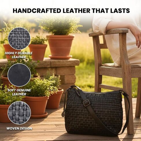 Genuine Leather Crossbody Sling Bag for Women, Purse for Women Trendy Casual Office Bag with Adjustable Strap in Saudi Arabia