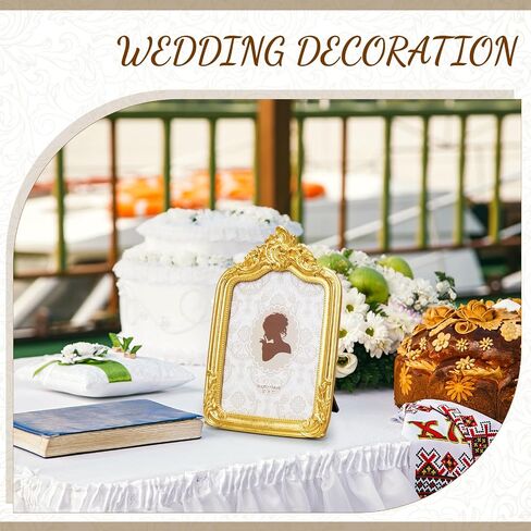 QUNCLAY 3 PCS عتيقة الراتنج إطار الصورة 4 × 6،5 × 7 بوصات إطارات الصور المزخرفة بيضاوية المستطيل الباروك العتيقة لجدار شنق المنزل الزفاف (رواية) in Saudi Arabia
