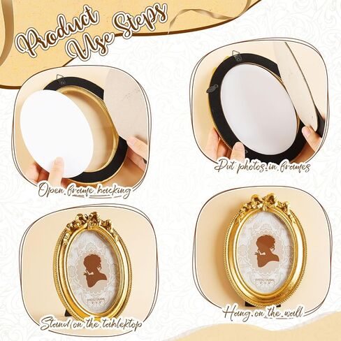 QUNCLAY 3 PCS عتيقة الراتنج إطار الصورة 4 × 6،5 × 7 بوصات إطارات الصور المزخرفة بيضاوية المستطيل الباروك العتيقة لجدار شنق المنزل الزفاف (رواية) in Saudi Arabia