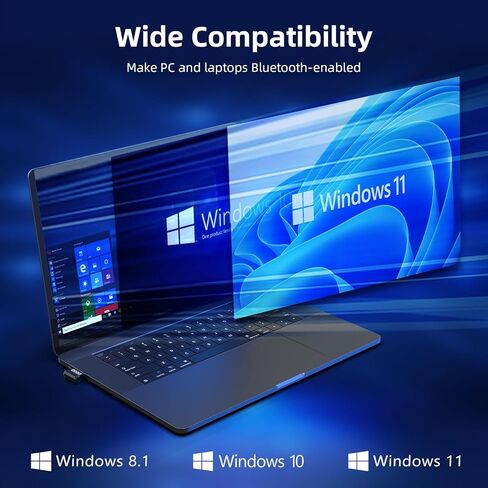 محول بلوتوث 5.3 USB للكمبيوتر المكتبي، توصيل وتشغيل حقيقي ميني بلوتوث اي دي ار مستقبل وجهاز ارسال للابتوب والكمبيوتر وسماعات الرأس والكيبورد والماوس ومكبرات الصوت والطابعة ويندوز 11/10/8.1 in Kuwait