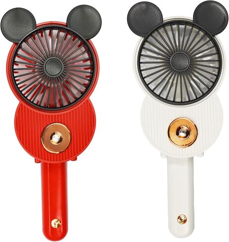 LACOVIA Cute Mouse Misting Mini Fan, Handheld Portable USB Rechargeable Fan with 3 Adjustable Speeds, Foldable For Travelling(Red&Green) in Saudi Arabia