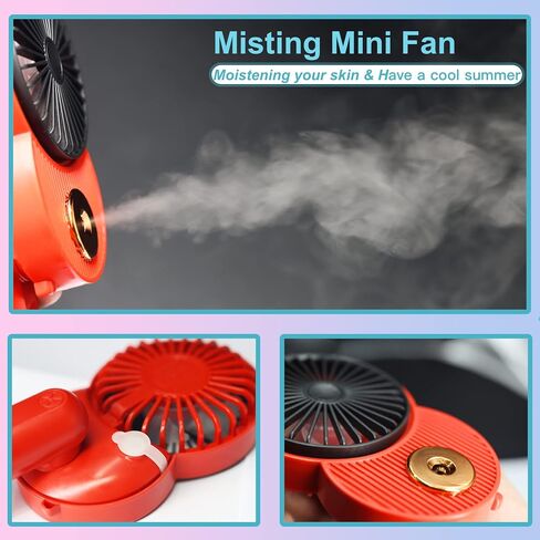 LACOVIA Cute Mouse Misting Mini Fan, Handheld Portable USB Rechargeable Fan with 3 Adjustable Speeds, Foldable For Travelling(Red&Green) in Saudi Arabia