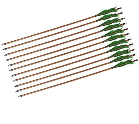 سهام الخيزران للرماية، 32 بوصة ممارسة الصيد التقليدية الهدف السهم 5 "ريش تركيا ريش قوس منحني Longbow (حزمة من 12) in Kuwait