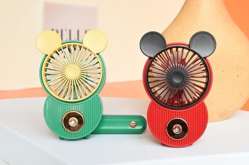 LACOVIA Cute Mouse Misting Mini Fan, Handheld Portable USB Rechargeable Fan with 3 Adjustable Speeds, Foldable For Travelling(Red&Green) in Saudi Arabia