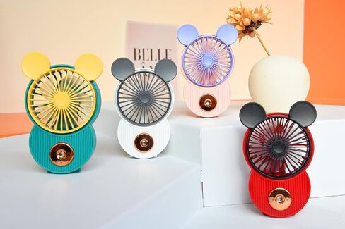 LACOVIA Cute Mouse Misting Mini Fan, Handheld Portable USB Rechargeable Fan with 3 Adjustable Speeds, Foldable For Travelling(Red&Green) in Saudi Arabia